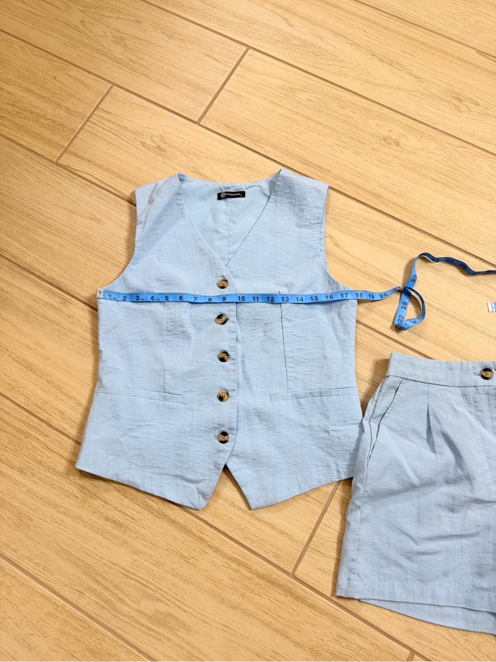 PRETTYGARDEN 2 Piece Set Vest Shorts Light Blue Blue Co Ord Suit Womens Size S - Picture 3 of 7